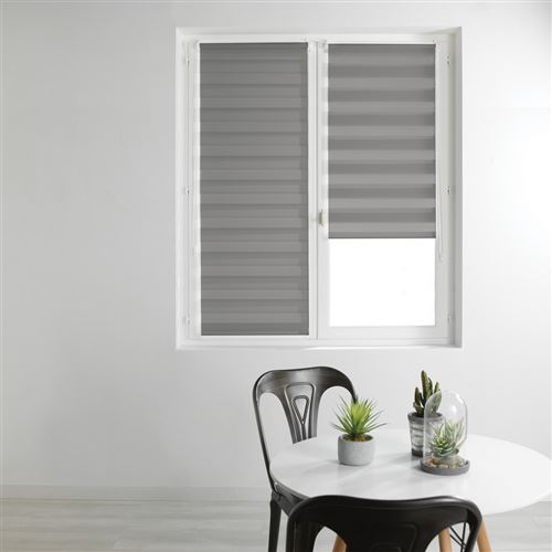 Store enrouleur jour et nuit 90 x 180 cm polyester daynight Gris