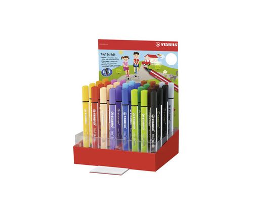 stabilo stabilo stylo feutre trio scribbi, présentoir de 32 stylos noir