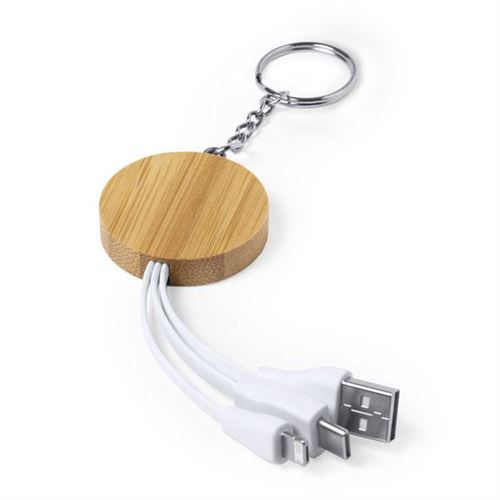 Porte-clés avec Câble Micro USB, USB-C et Lightning 146529 - Couleur Naturalьnyj