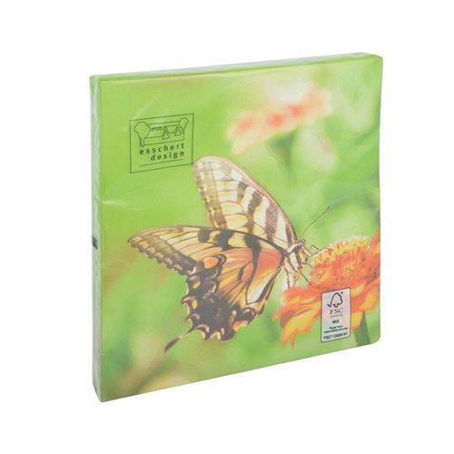 Serviette en papier de soie avec motifs (lot de 20) papillon