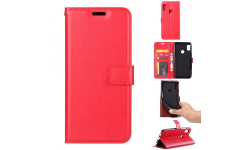 Etui Xiaomi Mi-8 rouge grainé rabat latéral articulé fonction stand