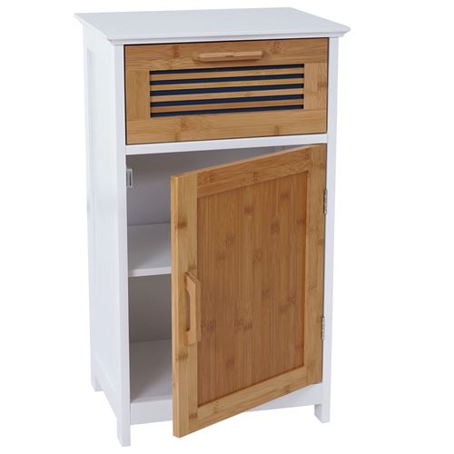 Commode MENDLER HWC-A85, meuble de salle de bains, bambou, 71x40x31cm blanc