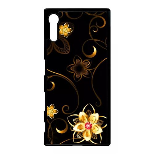 Coque Sony Xperia Xz Fleur D Or Fond Noir