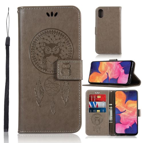 Etui en PU attrape-rêves hibou gris pour votre Samsung Galaxy A10e