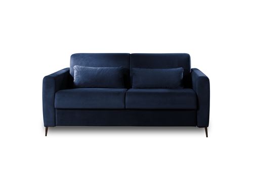 Canap&eacute; droit convertible 3 places Velours Bleu nuit