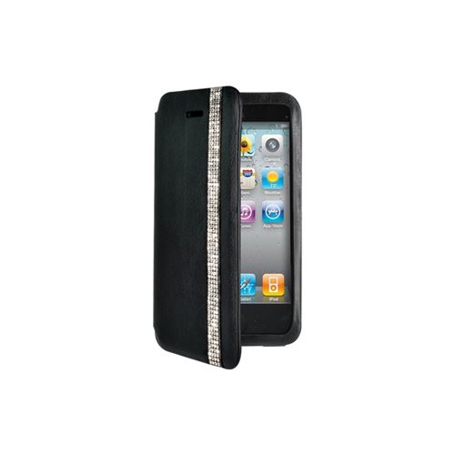 Folio noir swarovski elements motif bande de strass pour iphone 4/4s