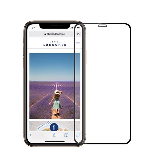 Protecteur écran en verre trempé bord de taille complète 9H arc 2.5D anti-éclatement noir pour votre Apple iPhone XR
