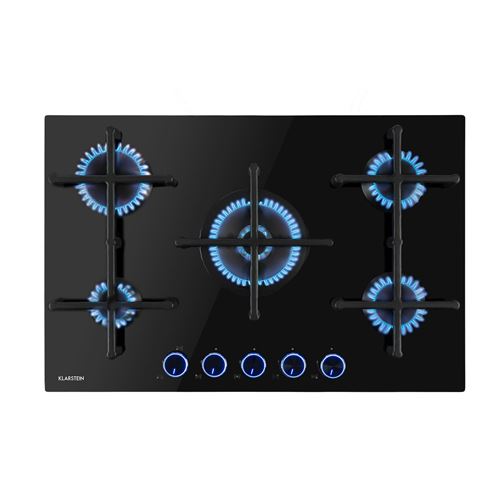 Klarstein Illuminosa 5 - Table De Cuisson À Gaz, 5 Brûleurs Sabaf, Pour Gaz Naturel Ou Propane - Noir