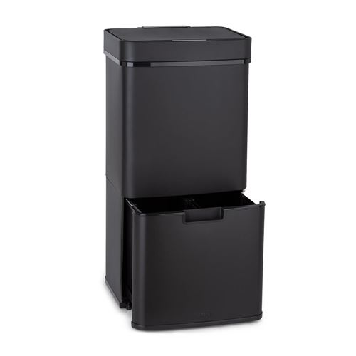 Poubelle De Tri Sélectif Avec Capteur Klarstein Royal Trash Matte 72L Acier Inoxydable Noir