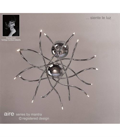 Suspension Aire télescopique 16 Ampoules G4 Waved Arms, chrome poli