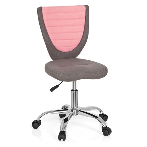 Chaise de bureau enfant / Siège de bureau enfant KIDDY COMFORT tissu gris/rose hjh OFFICE