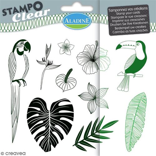 Tampon clear Aladine - Jungle - Planche 15 x 12,5 cm - 10 Stampo'clear