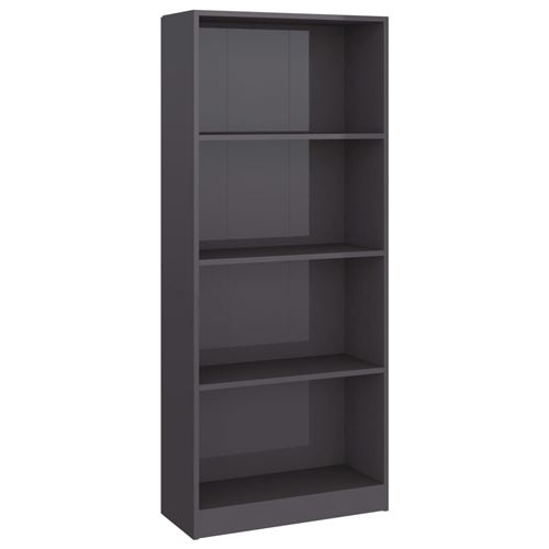 vidaXL Bibliothèque à 4 niveaux Gris brillant 60x24x142 cm Aggloméré