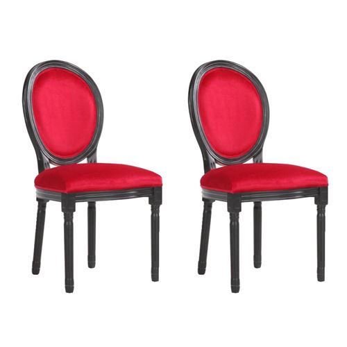 Lot de 2 chaises médaillon VERSAILLES style louis XVI velours rouge