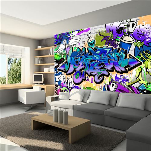 Papier peint Graffiti: violet theme-Taille L 100 x H 70 cm