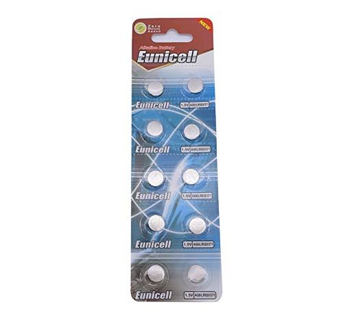 EUNICELL - Lot de 10 PILES AG0 / SR521 / LR521 / 379 /SR521SW 1,5V ALCALINE
