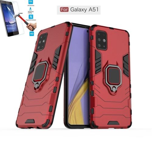 Coque Samsung Galaxy A51 Anti Choc Rouge Avec Film Verre Trempé Housse Etui Antichoc Armor Avec Support Magnétique hfs-house®