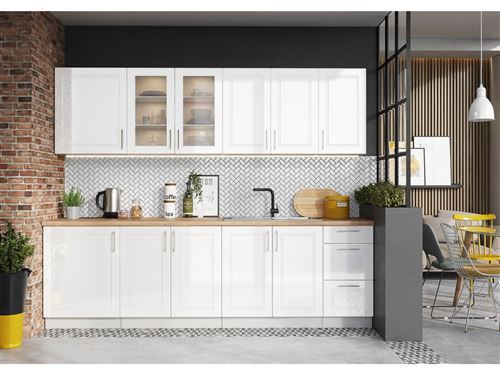 BOBOCHIC Cuisine complète NINA 260 cm Blanc brillant