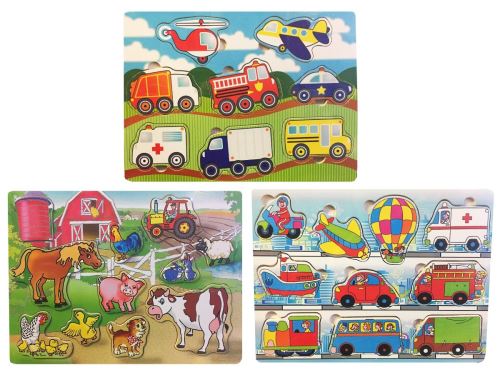 1 Puzzle Vehicules Voiture Avion Train Animaux Ferme Bois Jouet