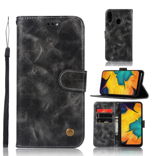 Etui en PU premium vintage gris pour votre Samsung Galaxy A30