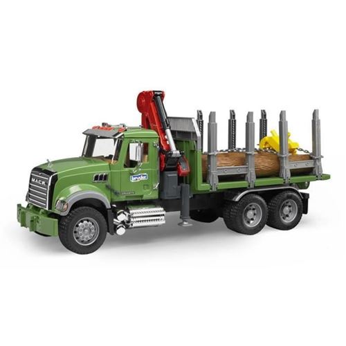 Bruder MACK Granite Timber Truck with Loading Crane and 3 Trunks