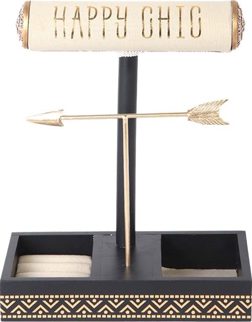 The Home Deco Factory - Porte-bijoux en bois et coton Happy chic