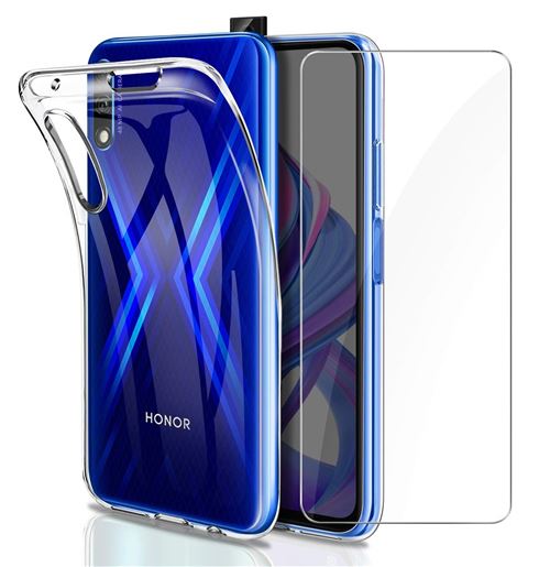 Coque pour Huawei HONOR 9X et Verre Trempe - Protection Silicone Souple Ultra Mince Film Vitre Protection Ecran [Phonillico®]