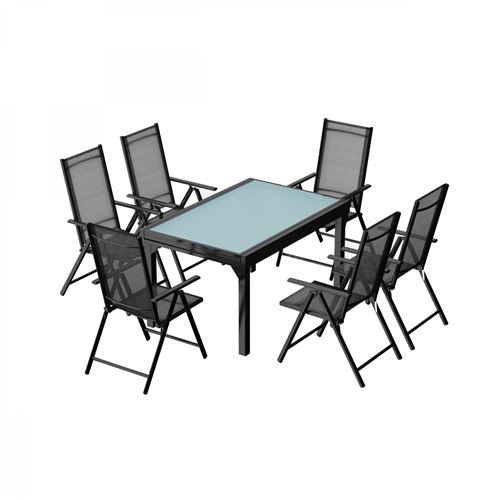 Brescia 6 : Ensemble de jardin en aluminium table extensible + 6 fauteuils en textilène