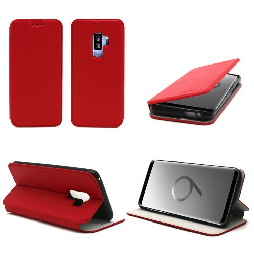Etui luxe Samsung Galaxy S9 PLUS 4G rouge Slim Cuir Style avec stand smartphone S9+ 2018 - Housse coque de protection - Accessoires pochette XEPTIO case