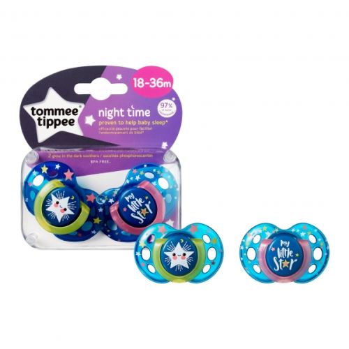 Lot de 2 sucettes closer to nature nuit 18-36m - tommee tippee