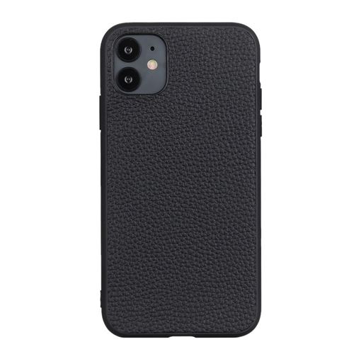 Coque en TPU combo enduit de texture litchi noir pour votre Apple iPhone 12 Pro Max 6.7 pouces