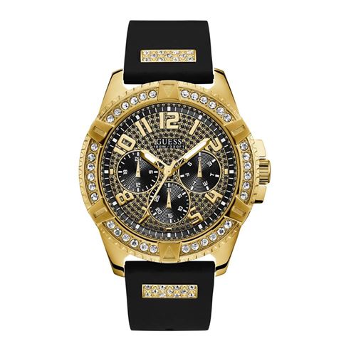 Guess Reloj Hombre Caja De Acero Pulsera Silicona De Color Negro Resistente Al Agua 10 Atm W1132g1