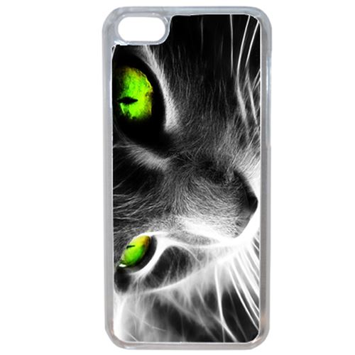 Coque chat noir et blanc yeux vert compatible iphone 7 plus transparent