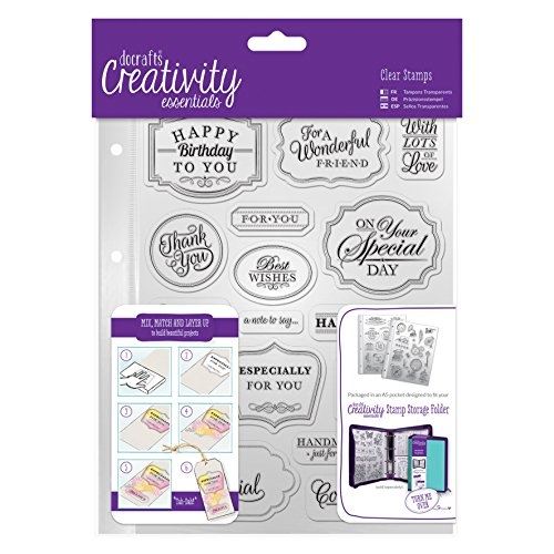 Docrafts lot de 18 tampons transparents sentiments - format a5 qdc520-13