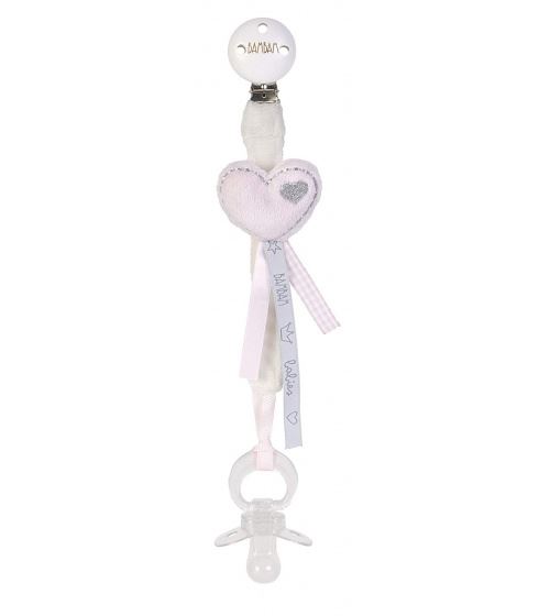 BamBam collier Heart Pacifiertétine junior 21 cm rose/blanc