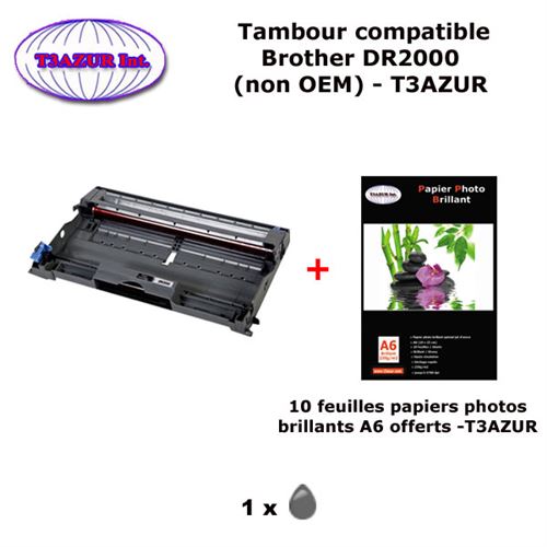 Lot de 2 toners et tambour compatibles avec Brother TN-2000 DR-2000 pour HL-2030 HL-2040 MFC-7420 MFC-7820n DCP-7010 DCP-7010L Fax 2820 2825 2920