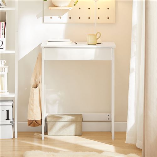 SoBuy® FWT43-W Table Bureau informatique Secrétaire avec 1 tiroir et 2 crochets