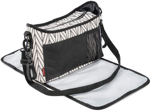 Reer 84072 Clip&Go Vario Organisateur de poussette avec matelas à langer et porte-bouteille à fermeture Éclair imperméable pour poussette Multicolore