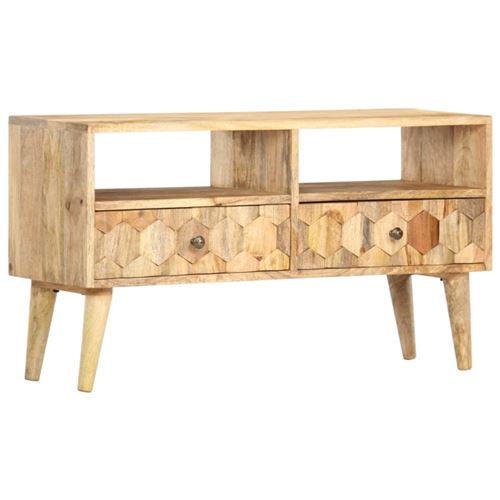 Vidaxl Meuble Tv 90X30x50 Cm Bois De Manguier Solide - Image 3
