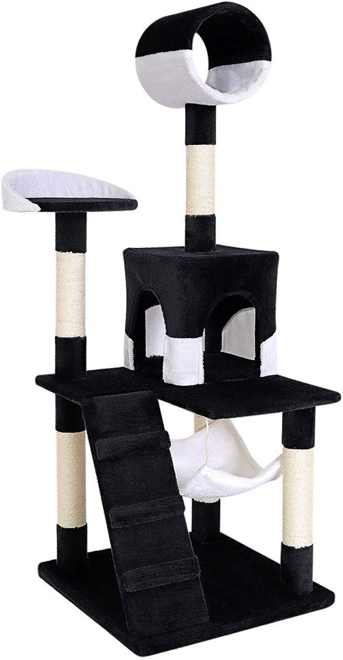 Comparer les prix de dibea Arbre a Chat avec griffoir et Centre d activites Noir/Blanc