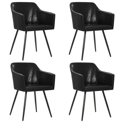 vidaXL Chaise de salle à manger 4 pcs Noir Similicuir
