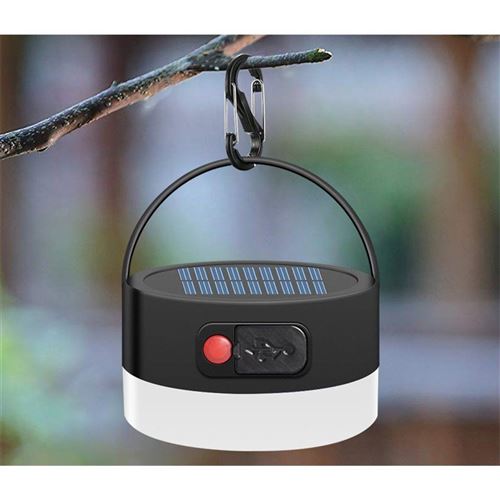 Lanterne de Camping Solaire à Eclairage LED et Batterie Externe Portable 2000 mAh