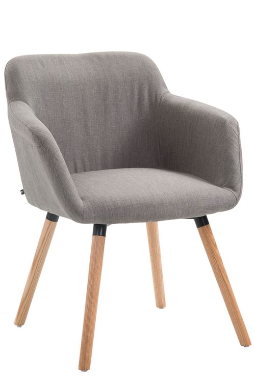 Chaise de salle à manger Debbie tissu , Gris/Bois de chêne Nature
