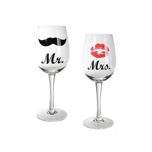 2 verres à vin Mr & Mrs - Anniversaire mariage St Valentin amour