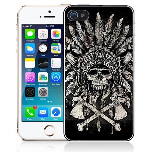 Coque pour iPhone 5C skull head plumes