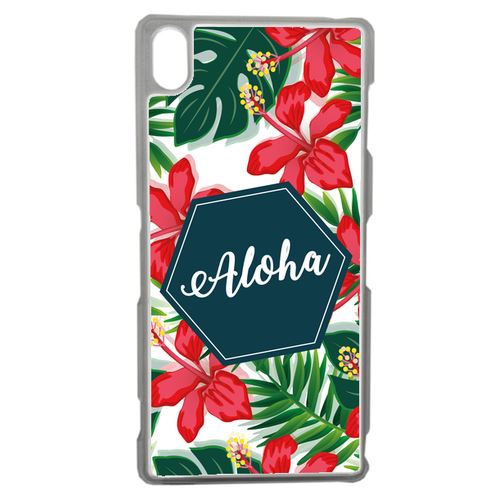 Coque Aloha Tropical Fond Blanc Compatible Sony Z3 Transparent