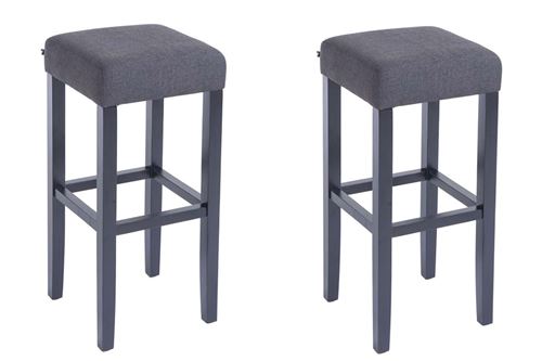 Set de 2 tabourets de bar Judy tissu , Noir/Gris foncé