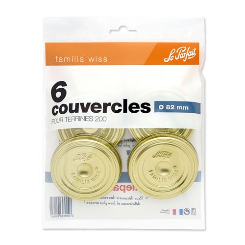 LE PARFAIT - Lot de 6 couvercles 'familia wiss' d. 8,2 cm