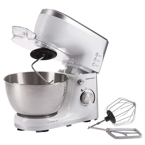 Ultratec Robot de cuisine avec bol mélangeur en acier inoxydable, capacité de 4,5 l, puissance de 800 watts, blanc