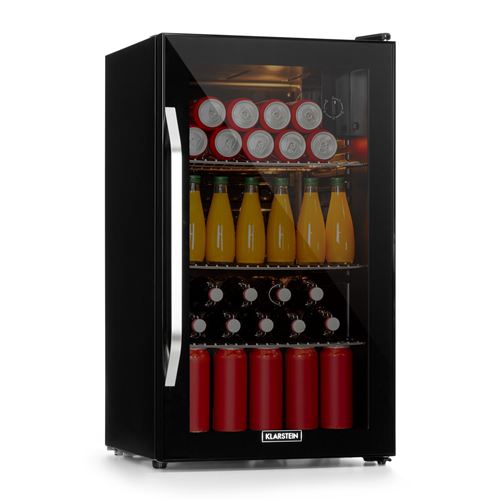 Klarstein Beersafe XXL Onyx Réfrigérateur 80 litres , 42 dB , 5 niveaux d 'intensité, porte verre , classe énergétique E